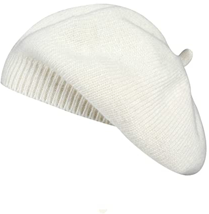 Qinfren Damen Baskenmütze, klassisch, einfarbig, gestrickt, warm, weich, für Winter und Herbst, blau, Einheitsgröße