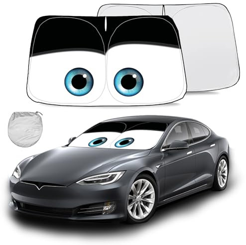 Gven for Tesla Model 3 Sunshade for Tesla Model Y Windshield Sunshade 2016-2024 Car Shade Front Window Shade Double Layer Blocks UV Rays Sun Visor Protector 100% Cover