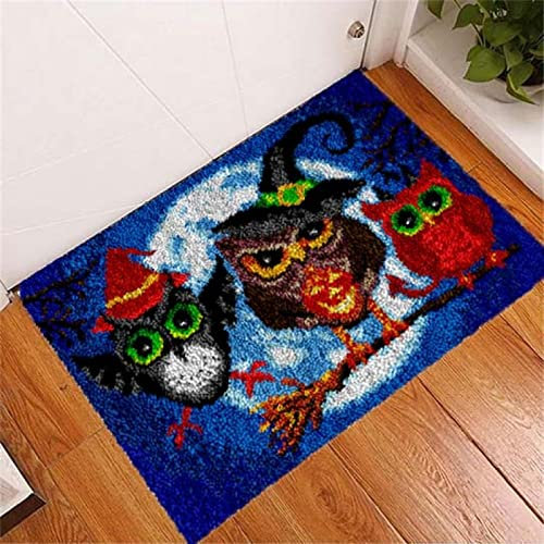 Knüpfteppich Zum Selber Knüpfen Tiere,DIY Eule Knüpfteppich Set Groß, Knüpfkissen Teppich Knüpfen Set Erwachsene,colorprinting-80x115cm