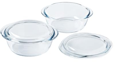 Pyrex 4 In 1 - Lot de 2 Cocottes 1L - Verre Borosilicate - Cuisson Four Façon Vapeur - Cuisine Mijotée - Compatible micro-ondes et lave-vaisselle - Made in France