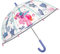 PERLETTI Parapluie Transparent Enfant Imprimé Licorne - Long Parapluie Détails Réfléchissants Résistant au Vent Léger - Ombrelle Ouverture Manuelle de Securité Fille - Diamètre 64 cm (Poignée Bleue)