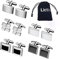 Lictin Men's Cufflinks Cuff Links for Men, Stainless Steel Tuxedo Shirt Cuff Links Set, Men’s Jewelry or Accessories for Business, Wedding, 5 Pairs