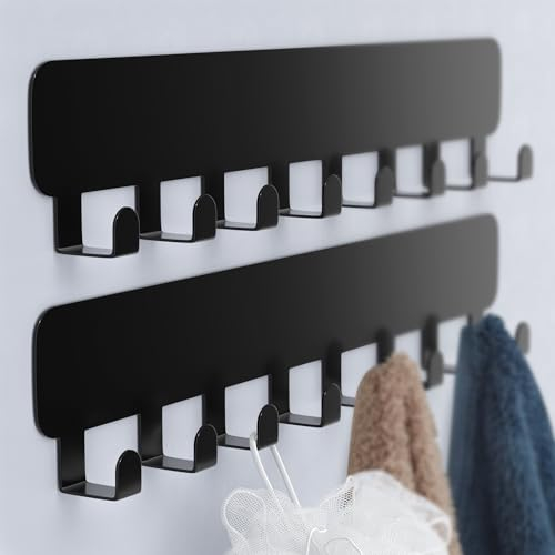 Pickpiff Crochet Adhésif Mural Avec 8 Crochets - Porte-Serviette pour Salle de Bain et Cuisine - Porte-Manteau Sans Perçage - Accroche Tableau