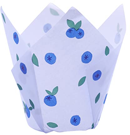 24 PME Fogli di carta per muffin a forma di tulipano, Mirtillo