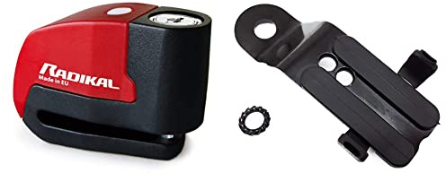 RADIKAL RK6 Antifurto Moto con Allarme Lucchetto Bicicletta Bloccadisco Scooter Sicurezza & RK351 Staffa Antifurto Moto Bloccadisco RK9Z RK9 RK6 da Montare su Viti