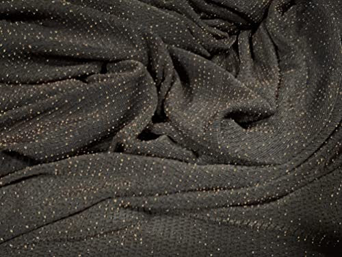 Jersey-Stoff, Metallic-Lurex, Stretch-Spandex, Meterware, Grau und Rotgold