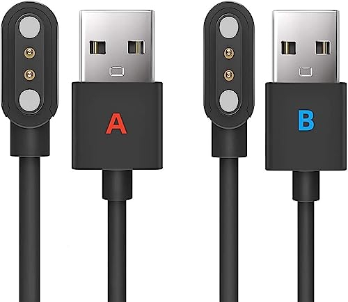 [2 Stücke] Universales Magnet-Ladekabel 2 polig für Smartwatch, VeryFit / da fit Smartwatch-Zubehör 2-Pin Ladegerät Kompatibel mit allen Smartwatches mit 2,54-2,84 mm Pinabstand (Modell A + Modell B)