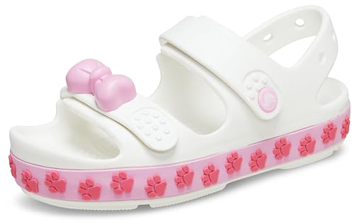 Crocs Unisexe Enfant Crocband Cruiser Sandal T Sandales, Pet White/Pink Tweed, 23/24 EU