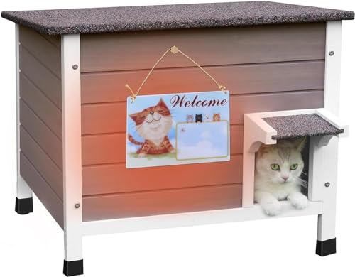 HiCaptain 100% Vollisoliert Katzenhaus mit 6-Seiten Schaum,Wetterfeste Katzenhütte draußen für mehrere Katzen, Katzenhaus Outdoor Winterfest-61 x 51 x 54 cm (Grau)