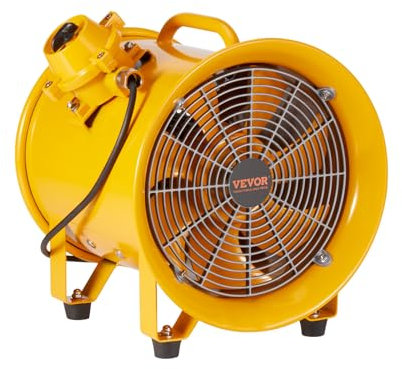 VEVOR Portable Ventilator, 406.4mm Heavy Duty Cylinder Fan, 1100W Strong Shop Exhaust Fan 4240CFM, 5m Power Cord (No charging head), Industrial Utility Blower for Sucking Dust, Smoke Home/Workplace