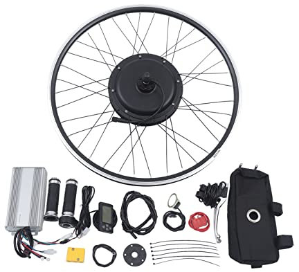 BAOCHADA 28 Zoll Ebike Umbausatz Kit 1500W Elektrofahrrad Umbausatz, Hinterrad Ebike Conversion Kit mit Sensor Bremsgriffen, Heckfederung 7 Gang Schwungrad, Schwarz