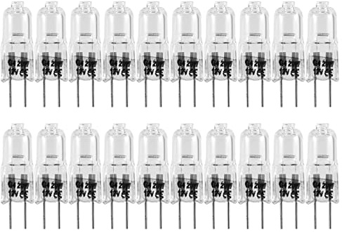 Knadgbft Lot de 20 ampoules halogènes G4 20 W 12 V 2 broches transparentes pour éclairage de cuisinière, feux de signalisation, rail