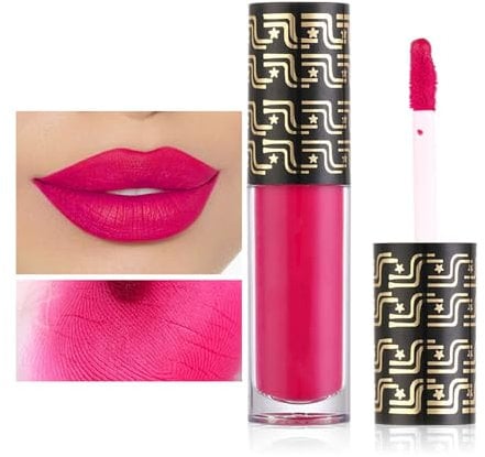 Hot Pink Liquid Lipstick Lip Gloss, Matte Red Lipsticks for Women Long Lasting, Waterproof Non-Sticky Full-Coverage Bright Pink Lips Gloss, Silky Not Fade Lip Stain,Tinted Lip Balm for Girls & Women