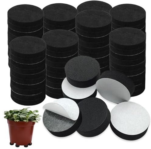 EUPSIIU 80 Piezas Pies para Macetas Antideslizante, Redondo Alfombrilla para Pies De Plantas Elevador EVA, Adhesivo Elevadores para Maceteros Accesorios para Macetas Interiores y Exteriores