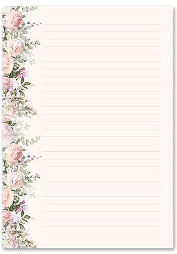 Lot de 50 feuilles de papier à lettre rose - Format A4 (210 x 297 mm) - 90 g/m² - Roses