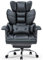 Racingreat Ergonomischer Bürostuhl mit ausziehbarer Fußstütze, Höhenverstellbarer Schreibtischstuhl, Große weiche Rückenlehne, Individuelle Lendenwirbelstütze, Chefsessel aus PU-Leder,Schwarz.