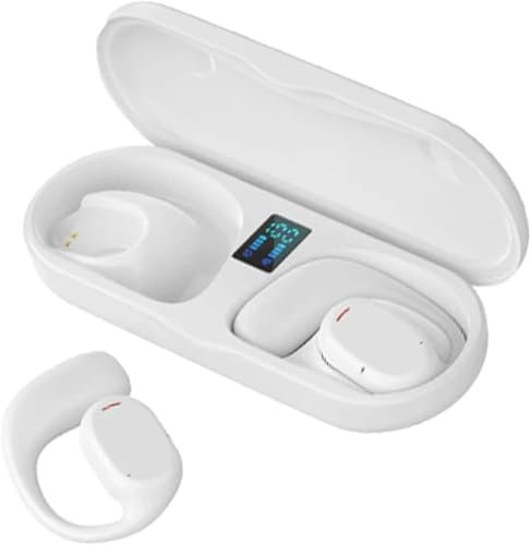 Eunmsi Ailsion Earbuds Bluetooth,Ailsion Wireless Open Ear Hanging Bluetooth Headset,Ipx5 Waterproof Stable Fit,Comfortable Lightweight to Wear,Touch Control,for Running,Sports (White)