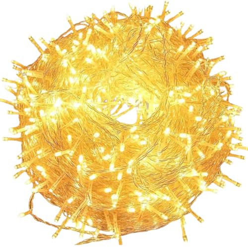 ZOMKIFA Strisce LED, Luce Calda Bianca,10 Metri, Impermeabile, 100 Singoli LED, Decorativa da Interni e Esterni, Anche per Festa, Giardino, Natale, Halloween, Matrimonio