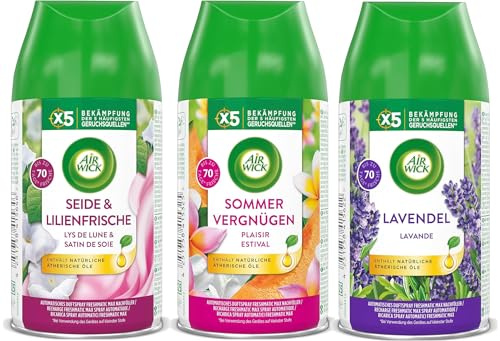Air Wick Freshmatic Max – Nachfüller Set – Automatisches Raumspray – Raumduft Florale Düfte – 3 x 250 ml Nachfüller