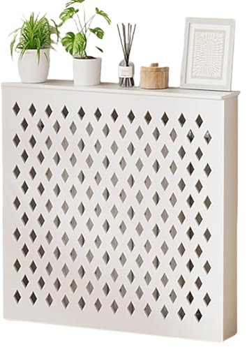 TT-YEC Radiator Cover Heater Rack, Shielded Storage Heater Protection Cover, Modern Home Wooden Radiator Cover, Ventilated and Breathable Diamond Lattice Design,L50×H80CM