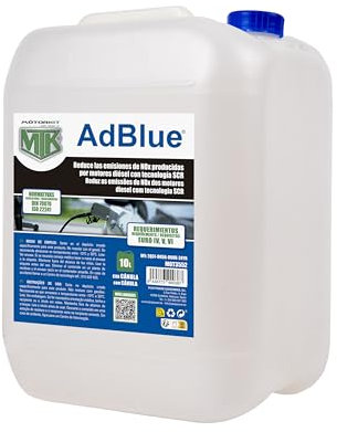 Motorkit Aditivo AdBlue en Garrafa de 10 litros con Cánula. para Motores Diésel con Tecnología SCR. Reduce Las Emisiones NOx y Cumple con los requisitos Euro IV, V y Vi