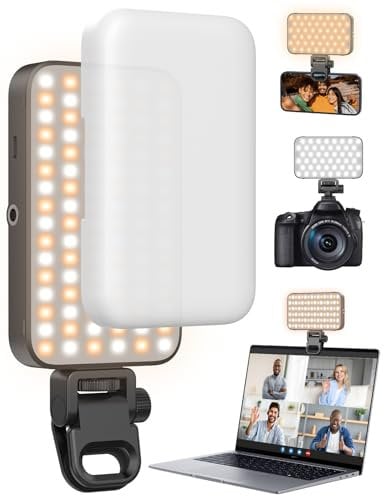 Selfie Light with Soft Diffuser & Built-in Stand – 96 LED Rechargeable Clip Fill Video Conference Light for Phone, iPhone, iPad, Camera, Laptop, for Makeup, TikTok, Vlog, and Video Calls