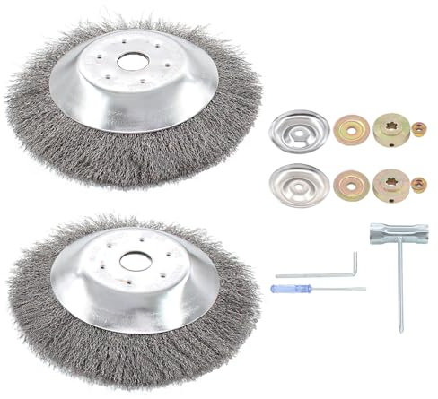 Unkrautbürste Stahlbürste Wildkrautbürste Kegelbürste 200 x 25,4 mm Mähkopf Bohrung Fugenbürste weiche Drahtbürste Stahldraht Bürsten für Rasentrimmer Motorsense Freischneider gegen Unkraut und Moos