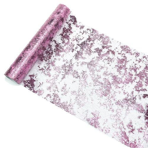 Elegante runner da tavola in rete oro rosa con paillettes scintillanti (rosa)