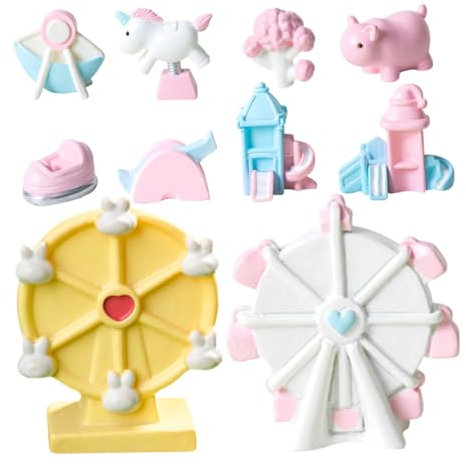 FELTECHELECTR CREA Tu Propio Mundo en Miniatura: Juego de 10 Piezas de Decoraciones con Noria en Miniatura Y Pirata