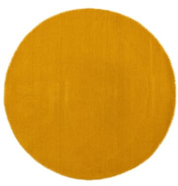 carpetfine handgefertigter Wollteppich Gabbeh Lola Rund Gelb Ø 120 cm Weich, Hochwertig, Zeitlos | Runder Teppich für Gemütlichkeit & Eleganz im Wohnzimmer, Schlafzimmer und Diele