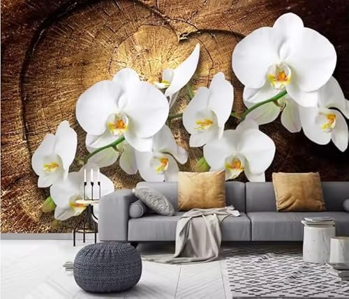 XDOUBAO Papier peint 3D Orchidée Bois Papier peint Mural Floral Papier peint Mural, 3D, 400x280cm
