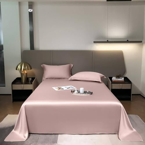 Homxi Bettlaken Abwaschbar,245 x 245 cm,Boxspringbetten Matratze Lyocell Faser Einfarbig Bettwäsche mit Doppelbett Rosa