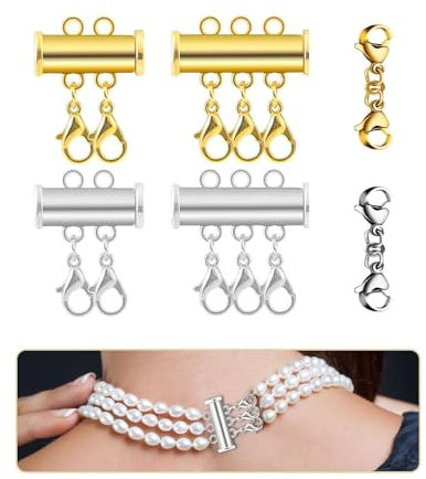 6Pcs Jewelry Clasps Kit, Stainless Steel Lobster Claw Clasps, Double Claw Connectors, Multi-Strand Lock Clasp Necklace Connector DIY Handmade Jewelry Accessories