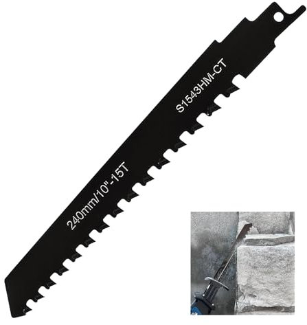 Wjelet Säbelsägeblatt Hartmetall 240mm, Steinsäge Sägeblatt für Holz Stein Ziegel Beton Zementplatte, Robustes Sägeblatt für Porenbeton Kompatibel mit z.B. Einhell Bosch Dewalt Makita