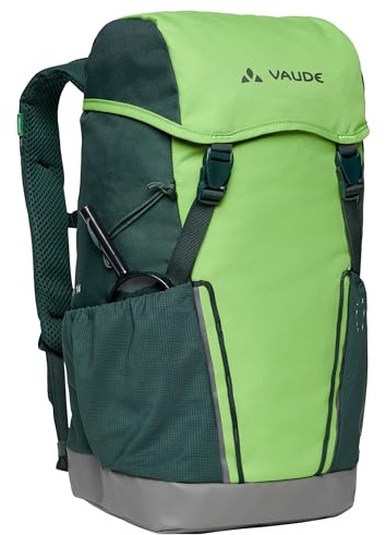 VAUDE Kinderrucksack Mädchen Puck - komfortabler Wanderrucksack Kinder 10L, Wetterfester Schulrucksack mit Regenhülle & Lupe, viel Stauraum - dark forest, Mittelgroße | Komfortabler Wanderrucksack Kinder 10L – Wetterfester Schul- oder Kindergartenrucksack mit Regenhülle & Lupe – viel Stauraum