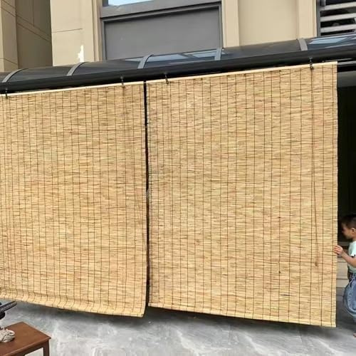 Bambus Rollo Jalousine Bambusrollo Outdoor Wetterfest Breit Fenster Sonnenschutz Rollo Jalousie Vorhang Innen, Außen, Retro Raffrollos