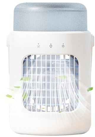Weqizuerqi Aire Acondicionado Portátil Aire Acondicionado Personal - Ventilador Refrigerante Silencioso 3 Velocidades Ajustable con Depósito de Agua de 600 ml para Uso Interior y Exterior