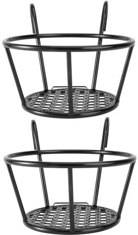 WEKADRIN 2PCS Iron Art Handrail Hanging Flowerpot Stand Black Plant Holder for Balcony Windowsill Garden Succulent Pot Bracket Rack for Indoor Outdoor Use