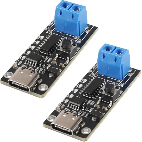 Uxsjakjsd 2PCS 100W 5A USB-C PD QC DC Fast Charging Power Trigger Module Type-C Input Adjustable Voltage 5V 9V 12V 15V 20V