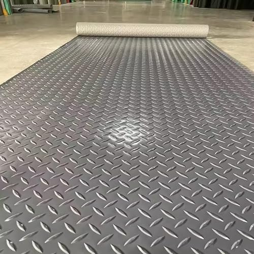 Rubber Non Slip Matting Roll， Pvc Diamond Plate Floor Mat Roll 1.5mm Multicolor Multiple Sizes(Grey,1.5x2m)