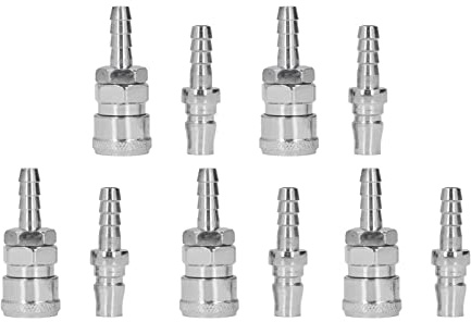 5 set di raccordi pneumatici ad accoppiamento rapido in acciaio inossidabile placcato con accoppiatore pneumatico e kit di tappi (5 * 8 coda lunga (SH+PH-20))