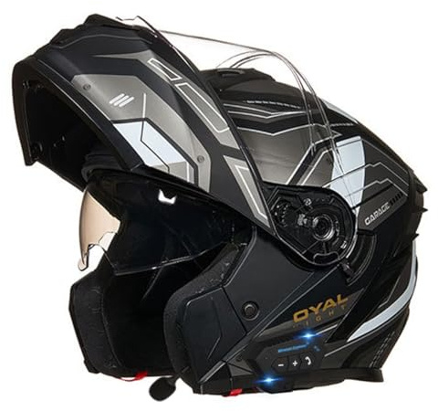 Modularer Motorradhelm Klapphelm Bluetooth Integrierter RollerHelm DOTECE Zertifiziert Integralhelm Doppelvisier Mit Eingebautem Mikrofon Motocrosshelme for Damen Herren