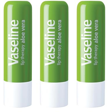 Vaseline Lip Therapy Aloe Vera Stick - Petroleum Jelly Vaseline Lip Balm for Soft Lips, 4.8g Each, 3 Pack, Chapped Lips, Perfect for Winter, Long Lasting Protection