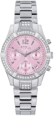 Breil, Collezione C’est Chic, Orologio Donna, Cronografo con Cristalli su Lunetta, Indici e Bracciale, Cassa in Acciaio Lucido 36 mm, Chiusura con Pulsanti, Idea Regalo Donna