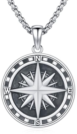 ZIPPICE Sterling Silber Kompass Halskette für Damen Herren