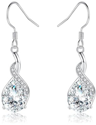 Estrellique Ohrringe Silber 925, Hypoallergen 925 Sterling Silber Damen Ohrhänger mit 5A Cubic Zirkonia, Unendlichkeit Ohrringe Silber Hängend, Leichte Ohrhänger Ohrschmuck Geschenke für Frauen