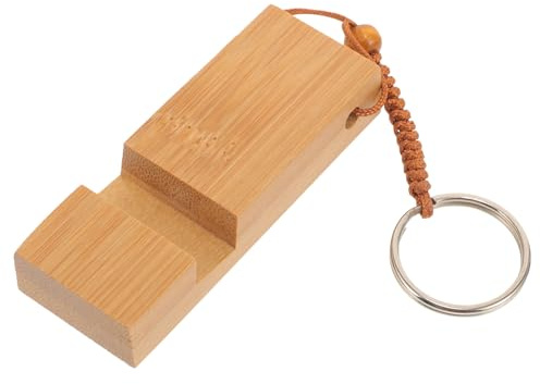 HAKIDZEL Small Keyring Phone with Structure Keychain Stand and Stable Lightweight Design Portable Cellphone Holder Made of Wood and Nickel Plated Iron, for Home and Traveling Use