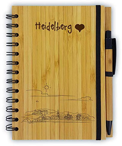 Notizbuch aus Bambus Skyline Heidelberg