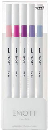 uni Emott Fineliner, 5-teiliges Stifte-Set: Floral-Set 7, UUEMOTT57