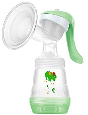 MAM Handmilchpumpe E102 - Milchpumpe für Muttermilch, bequem und effizient, Trichter für müheloses Pumpen, inklusive 1 x Easy Start Anti-Kolik-Flasche 0+ Monate